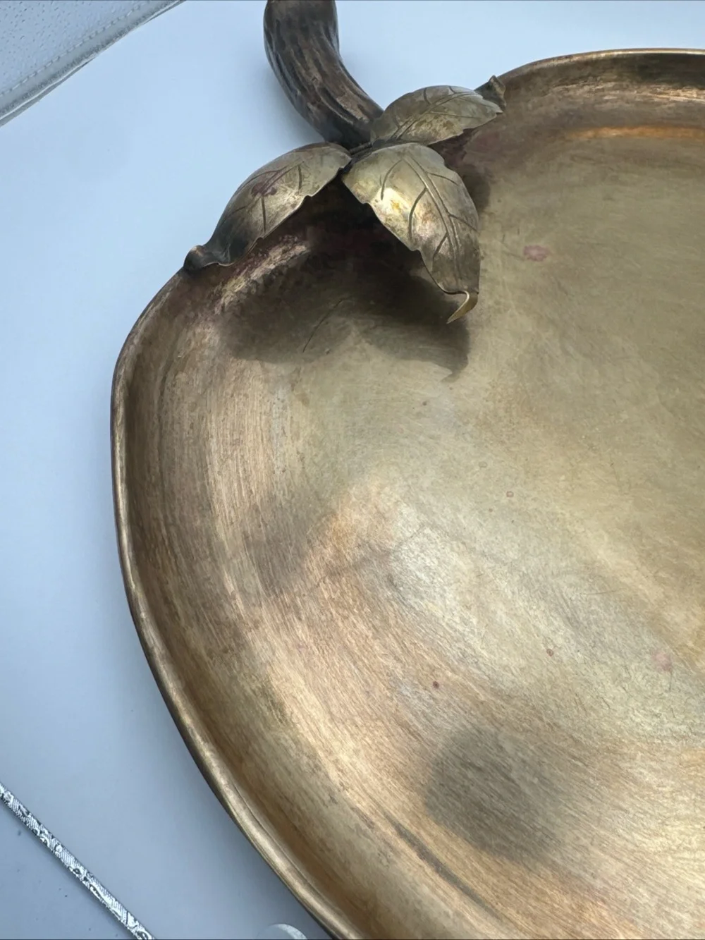 Vintage Sarreid LTD Brass Apple Tray Leaves Spain 2319 13”